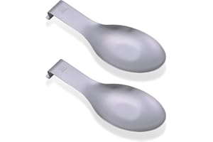 Vila KuChe Stainless Steel Spoon Rest for Kitchen Spoon Holder Counter Cooking Utensil Rest Spoon Heavy Duty Dishwasher Safe 2pcs(Silver)