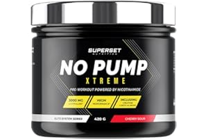 Superset Nutrition - No Pump Xtreme (420gr) - Pre-Workout en poudre - Booster puissant pré-entraînement, 3,3 g de Créatine, Bêta-alanine, L-citrulline, Caféine - Fatigue maîtrisée - Cherry Sour