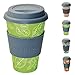 Produktbild ebos Glücksbringer Coffee-to-Go-Becher aus Bambus | Kaffee-Becher, Trink-Becher | ökologisch abbaubar, recyclebar, umweltfreundlich | lebensmittelecht, spülmaschinengeeignet (Grün - Glücksblatt)