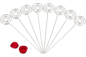 MAGT Supporti per Clip Memo Foto Memo Carta Segnaposto Clip, 50 Pezzi 12 cm x 2.4 cm in Metallo per Torta Compleanno Matrimonio (Rotonda)