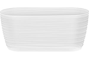 SPARKLE PLANTS Sahara Indoor Plant Pots – Modern Round Plastic Flower Pots with Drainage Hole & Saucer – 7 Sizes, 8 Colours for Succulents, Herbs, Flowers & Houseplants (31 cm, White)