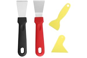TAFACE 2 Spatole in Acciaio Inossidabile Con 2 Spatole in Plastica, Raschietto Da Forno in Plastica, Strumento per La Pulizia Del Forno, Raschietto Da Cucina Multifunzione