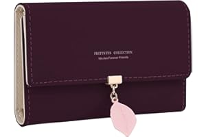 ANYWN Portmonetka damska średniej wielkości, elegancki damski portfel z wieloma przegródkami, B-ciemnofioletowy