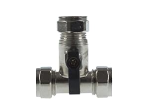 NPH PLUMBING & HEATING NPH Lever 15mm Large Bore Tee Isolation Valve- Chrome Plated - Full Flow