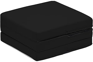 Maxus Sports Cube Small Z Bed for Kids Sleepover Portable Chair for Sitting Comfy and Light Weight Fold Out Bed Sofa for Living Room with Waterproof Removable Cover (Black)