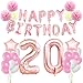 Produktbild KUNGYO Zum 20. Geburtstag Dekorationen Kit-Rose Gold Happy Birthday Banner-Riesen Zahl 20 und Sterne Helium Folienballons, Bänder, Papier Pom Blumen, Latex Ballons, Elegante Party Supplies für Frauen