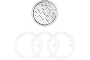 Sivaphe Espresso Maker Replacement Parts for Stainless Steel Moka Pot, Includes 1 Filter and 3 Silicone Gasket Seals (2 Cups)