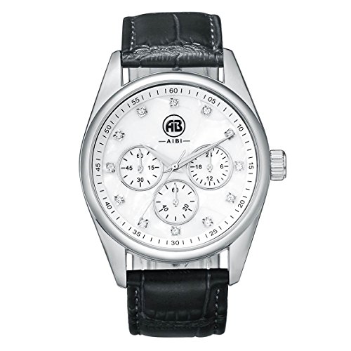 AIBI Wasserdichte Herren Schwarzes Leder Japanische Quarz Analog Armbanduhr AIBI Wasserdichte Herren Schwarzes Leder Japanische Quarz Analog Armbanduhr