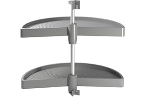 Emuca - Guarnitura Girevole per Mobile ad Angolo di Cucina, cestelli girevoli a Mezzaluna di Ø750mm per Base di 900mm, Grigio