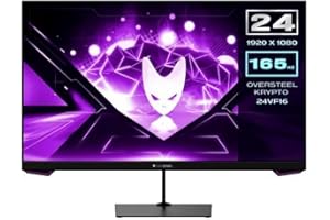 Oversteel - KRYPTO Monitor de Gaming LED 24'' FullHD (1920x1080), Panel VA, 16:9, 1ms, 165 Hz, HDMI, Display Port, Negro