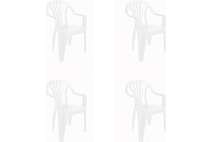 RESOL GRUPO GARBAR Pals Set 4 Silla con Brazos Exterior | jardín, terraza, balcón, Picnic, Camping, Catering, Eventos, reuniones | diseño, Ligero, apilable | Blanco
