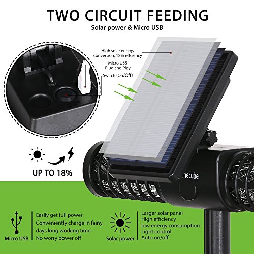 Solarleuchte Bug Zapper, Homecube 4 LED UV Outdoor Licht Insect Killer Zapper / Mosquito Killer / Fly Zapper kabellose Sicherheit Lampe mit USB-Ladeanschluss für Garten, Terrasse, Rasen, Home, kommerzielle Camping(2 packs) - 2
