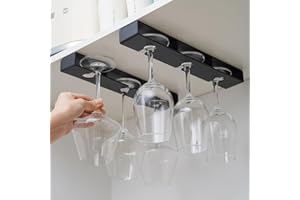 Anicy 2 soportes colgantes para copas de vino, soporte para copas de vino, soporte para pared, adecuado para cocina, bar, restaurante (negro)