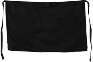 JENNGAOO Fartuchy kuchenne do restauracji dla kobiet mężczyzn, pół-krótki fartuch dla kelnerki serwerowej, głębokie kieszenie do trzymania (2 kieszenie)(Black)