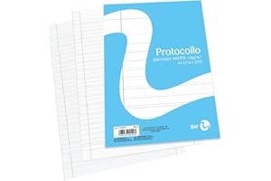 BM BeMore - Carta Protocollo A4 (21cm x 29,7cm), 0109292 - Rigatura B, Righe con Margini per la 3° classe delle Elementari - Carta 60 g/mq - Blister da 200 Fogli
