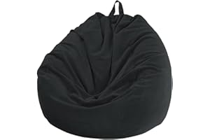 Highdi Poltrona Sacco Adolescenti 100 x 120 cm (Senza Ripieno), Velluto a Coste Pouf Sacco, Nero Bean Bag Chair per Soggiorno/Camera/Gaming, perfetta per Adulti e Adolescenti