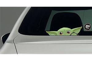 EppoBrand 3x Baby Yoda on Board Spähen Mandalorianischer Vinyl Aufkleber mit Antikratzbeschichtung 20x6 cm für Autos LKW Fenster Stoßstange Kühlschrank Skate Binder Fahrrad Laptop Notebook