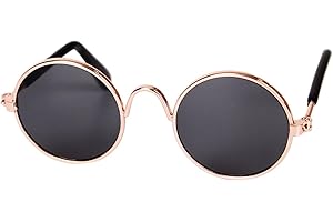 TXUOLIN Black Cat Small Dog Sunglasses Vintage Round Metal Reflection Sunglasses Funny Pet Photos Cool Props Accessories Dog Sunglasses Apparel Accessories