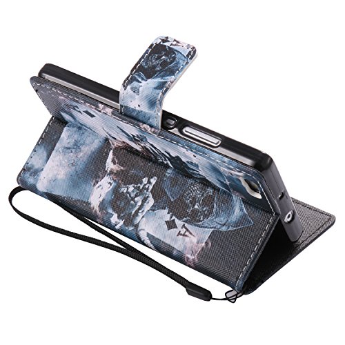 Feeltech HUAWEI P8 Lite Hülle PU-Leder und Brieftasche Bunte Muster Fall mit Magnetverschluss, Hybrid-Kickstand mit Stand-Funktion, schlagen Sie schützende weiche TPU Stoßstangenabdeckung und Kreditkartenhalter für HUAWEI P8 Lite Handgelenk Bügel-Buch-Art-Geldbeutel-Tasche mit 2 In 1 Berühren Sie Stift – Schürhaken - 4