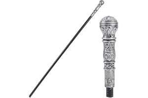 GORGECRAFT Vintage Gehstock Antiker Viktorianischer Spazierstock 146.6cm Lang Zepter Kostümstock Punk Requisite Aus Kunststoff Mit Silber Kupferfarbenem Knauf Oben Cosplay Requisite Für Halloween Them