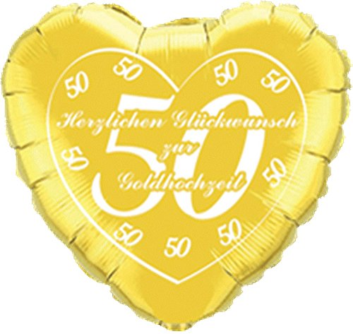 DeCoArt... Folienballon Goldene Hochzeit deutscher Aufdruck gold Herz 45 cm ungefüllt Ballongas geeignet und 10 Latexballons klein ca. 12,5 cm perl mix zur Fertigung einer Ballonkugel als Ballongewicht Farben: sortiert mix (mit DeCoArt... Anleitung zur Fertigung)