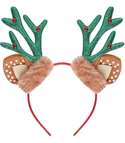 MIMIKRY Cerchietto per capelli con corna dorata e orecchie per REH renna Bambi cervo cervo cervo Kitz Natale
