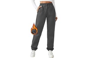 PINSPARK Damskie joggery z podszewką polarową zimowe spodnie sportowe na co dzień grube ciepłe spodnie z kieszeniami