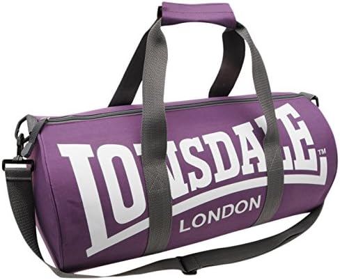 Lonsdale Barrel Bag Purple/Grey Sports Kit Holdall Carryall Gymbag W:52 x H:26 x D:26 (cm)