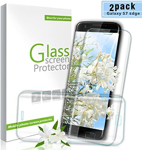 Ulimag Galaxy S7 Edge Screen Protector, [2 Pack] Full Coverage Tempered Glass Screen Protector Galaxy S7 Edge, Anti-Scratchs, 9H Hardnes, HD Crystal Clear Protective Film Guard Cover - Transparent