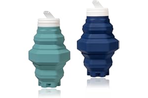 YOYIAG Vasos Plegables Taza de Viaje 2 Piezas de Vasos Plegables Silicona, Reutilizables, Vaso Plegable Para Exteriores de 500 ml, para Picnics, Campamentos, Caminatas, Viajes (Verde + Azul)