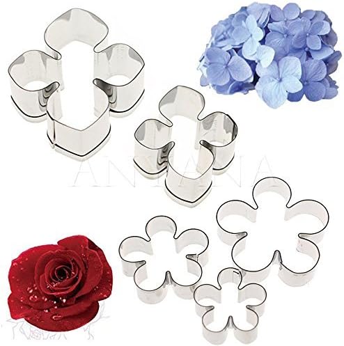 Anyana METAL Icing biscuit cookie Cutters Hydrangea Petals Rose set of 5 Sugarcraft Cake Decorating cupcake mold tools topper stainless steel pastry