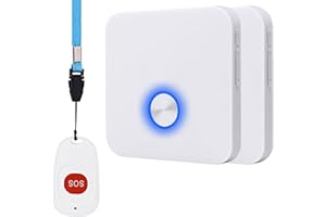 ALEENFOON - Allarme portatile per casa wireless, con pulsante di chiamata di emergenza, allarme panico, ricaricabile, per pazienti che necessitano di cure e anziani, disabili (1 a 2)