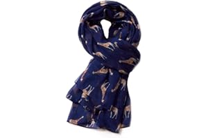 LilyRosa® Giraffe Print Scarf Latest Fashion Ladies Giraffes Animal Wrap Shawl Navy Blue Grey Turquoise Cream