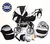 • Kamil ist ein klassischer Kinderwagen 3 in 1 mit stabilen Rädern: Tragewanne, Sportaufsatz, Kinderautositz + zahlreiche Zubehörelemente: Tasche, Regenschutzfolie, Moskitonetz, Wickelunterlage, abnehmbarer Flaschenhalter, Tablett für Kleinigkeiten.