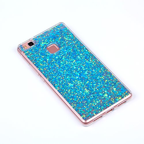 Huawei P9 Lite Hülle,Silikon Schutzhülle für Huawei P9 Lite,Huawei P9 Lite Bling Hülle,Ukayfe Luxus Schön Shiny Glänzend Glitzer Weiche TPU Abdeckung Crystal Silikon Tasche Schutzhülle Shinning Strass Rückseite Hülle Etui Cover für Huawei P9 Lite (Blau) - 3