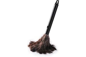 KEMUZ Piumino per Spolverare Professionale in Piume di Struzzo con Manico Estendibile, Morbido e Anti-Statico per Pulizie Delicate su Mobili, Libri e Oggetti Preziosi, Ideale per Casa, Ufficio e Auto