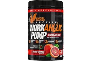 ENGEL NUTRITION Workaholic Pump ohne Koffein | Koffeinfreier Trainingsbooster mit höchster Dosierung | Made in Germany - 660g (Blood-Orange)