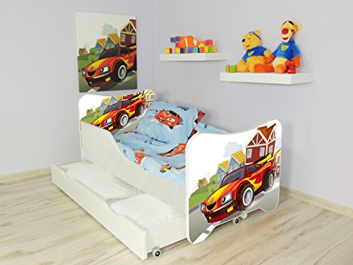 TODDLER CHILDREN KIDS BED INCLUDING MATTRESS + DRAWER (Racing Car)