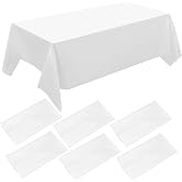 ZeriTlolen Pack of 6 White Party Tablecloths, 54 x 108 Inch, Disposable Plastic