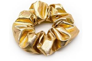 JCLIFE Chouchous Dorés – Élastiques à Cheveux Brillants pour Filles et Femmes, Accessoires pour Queue de Cheval, Nœuds Souples, Lot de 2