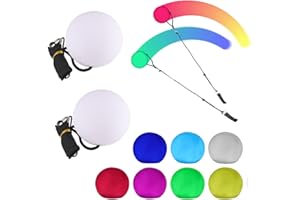 LUFEIS LED Poi Balls, Lot De 2 Balles De Jonglage à LED avec Couleurs Arc-en-Ciel Et Effet Stroboscopique, Jouet Boule LED De Flux Lumineux pour Débutants Et Professionnels