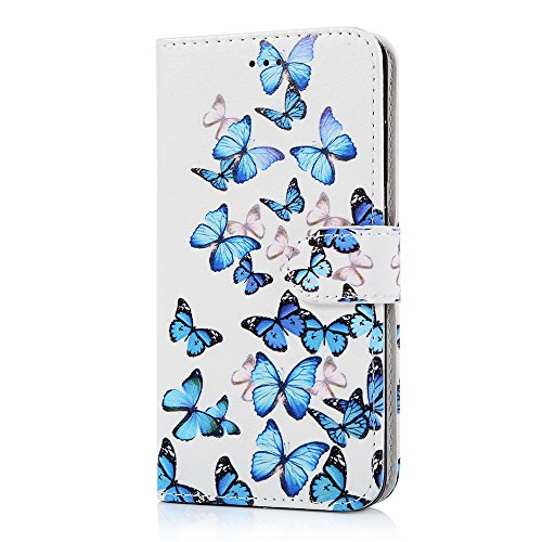 Badalink Case für Huawei P10 Lite PU Leder (TPU innere Schicht) Tasche Flipcase Gemalt Bunte Muster Schmetterling Design Schutzhülle mit Kreditkarteninhaber Kippständer Magnet-Schloss Handyhülle +Mehrfunktiona - 3