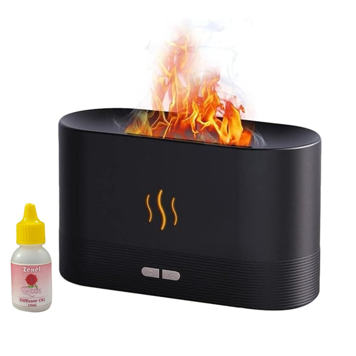 ZEXEL Flame Aroma Diffuser Humidifier Come with 7 Colour, Auto-Off Protection for Room, Home, Office Pack of 1 (Plastic) (Whi