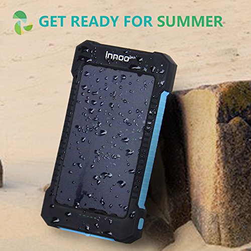 Innoo Tech 10000mAh Batterie Externe Solaire Deux Ports USB Chargeur Solaire Telephone Portable Lampe de Poche LED   tanche imperm  able    la poussi 
