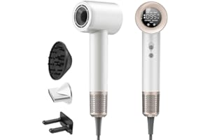 VASIP Secador Pelo Profesional con Difusor y Boquillas, 59 dB de Ruido Bajo Secador Pelo Ionico, Motor Sin Escobillas de 140.000 RPM, Hair Dryer con 4 Temperaturas y 2 Velocidades, Blanco