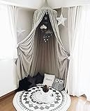 Betthimmel Baldachin aus Baumwolle Leinwand Deko,Bett-Überdachung für Baby-Kind-zelte aus Cotton Canvas,als Mückenschutz Moskitonetz Insekten-Malaria Schutz,Hohe 240cm - 5