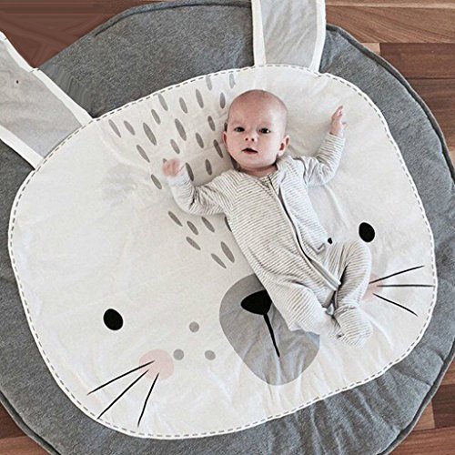 MagiDeal Baumwolle Rund Kinder Teppich / Kinderteppich / Spielteppich unter Betthimmel Baldachin , Lovely Kaninchen Design , 95cm - 3