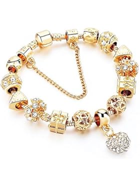 BS–Neuheit Charms-Armband–vergoldet, Charm Typ Kristall - Herz-Charms–Kollektion 'Büchse der Pandora' Exklusiv...