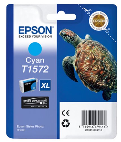 Epson T1572 Tintenpatrone Schildkröte, Singlepack, cyan