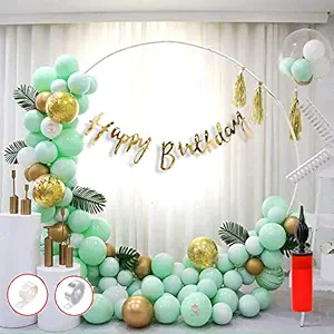 Hemito Birthday Decoration Kit 62 pc - Green Gold Balloons Combo with Birthday Banner, Arc, Glue Dot, Balloon Pump for boys Kids Baby Birthday Decoration Items | Birthday Decoration Items